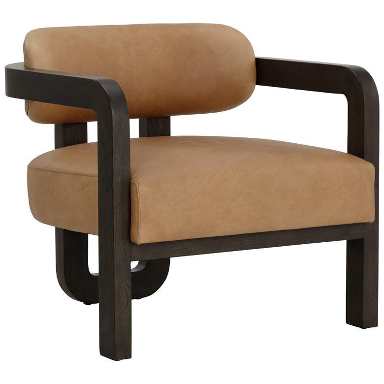 Image 1 Sunpan Madrone Lounge Chair Brown Ludlow Sesame Leather