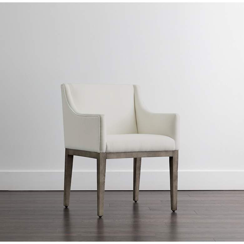 Image 1 Sunpan Malik Dining Armchair Ash Gray Linoso Ivory