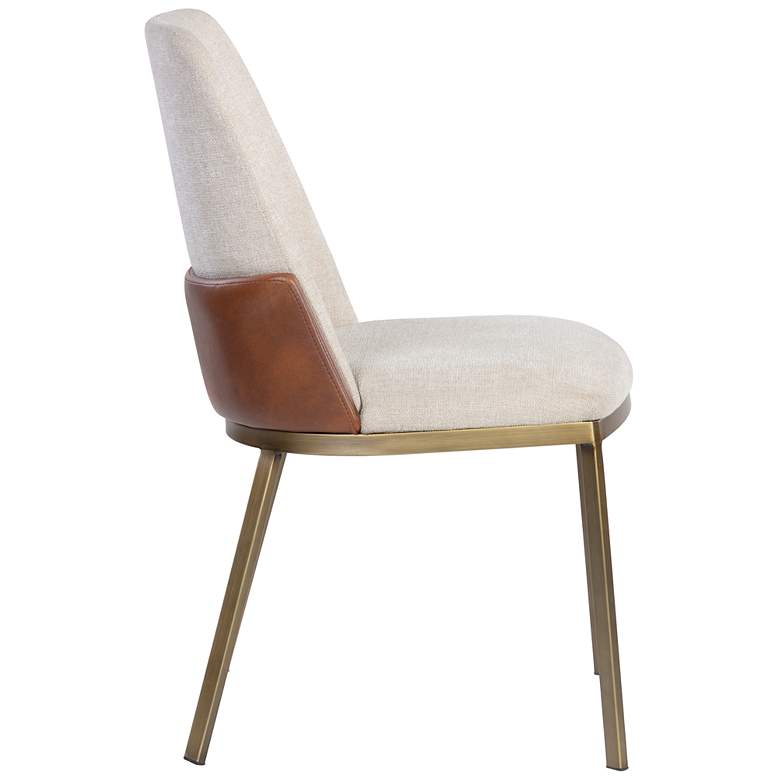 Image 3 Sunpan Marie Dining Chair Belfast Oatmeal and Bravo Cognac Set of 2 more views