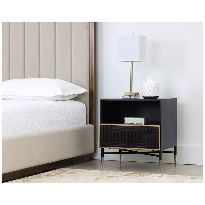 Image 6 Sunpan Markwood Nightstand Brass Dark Brown more views