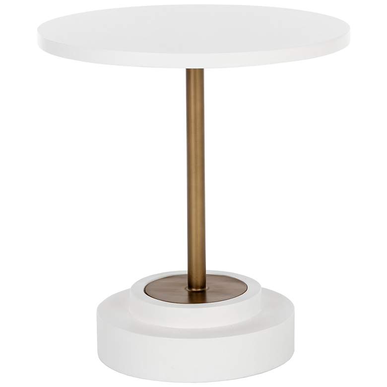 Image 2 Sunpan Marlowe Bistro Table Antique Brass White 27.5" more views