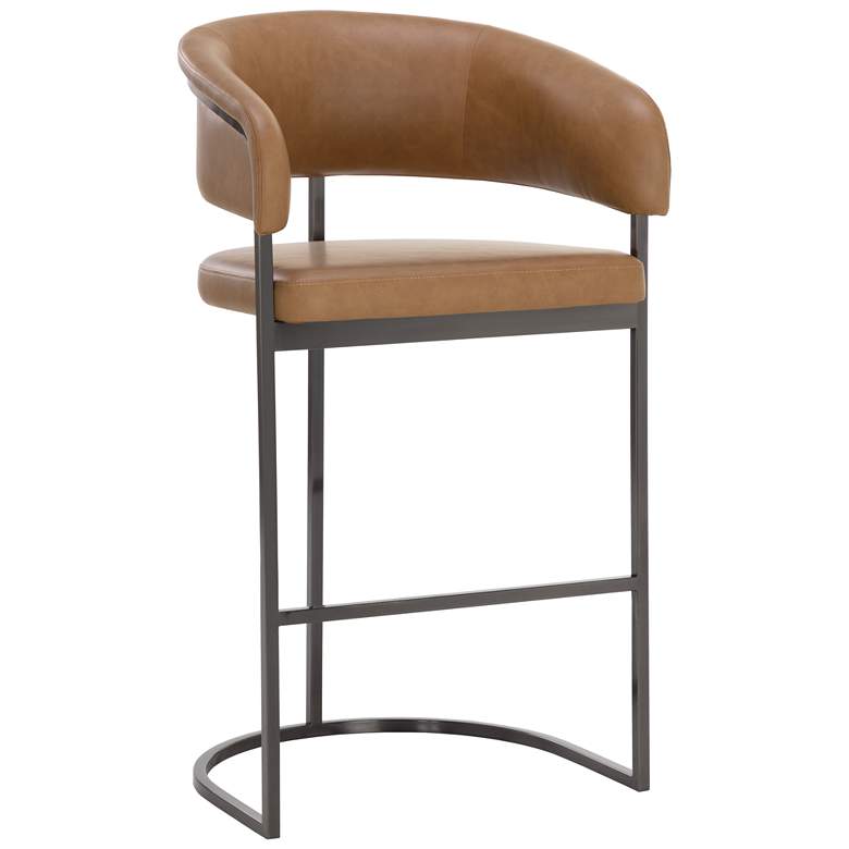 Image 1 Sunpan Marris Barstool Gunmetal Milliken Cognac
