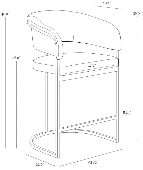 Sunpan Marris Counter Stool Gold Danny Teal
