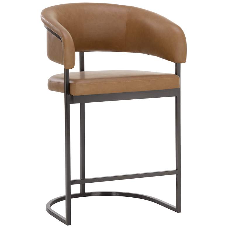 Image 1 Sunpan Marris Counter Stool Gunmetal Milliken Cognac