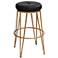 Sunpan Matthews 30" Onyx Black and Brass Modern Luxe Swivel Bar Stool