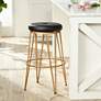 1_Sunpan Matthews 30" Onyx Black and Brass Modern Luxe Swivel Bar Stool