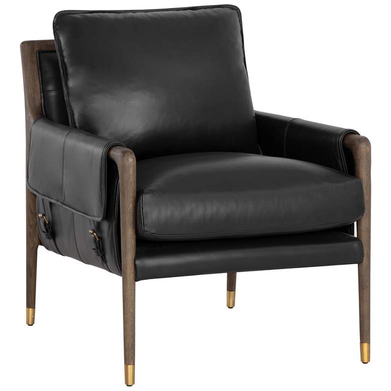 Image 1 Sunpan Mauti Armchair Distressed Brown Cortina Black Leather
