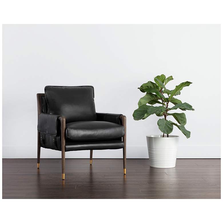 Image 1 Sunpan Mauti Armchair Distressed Brown Cortina Black Leather