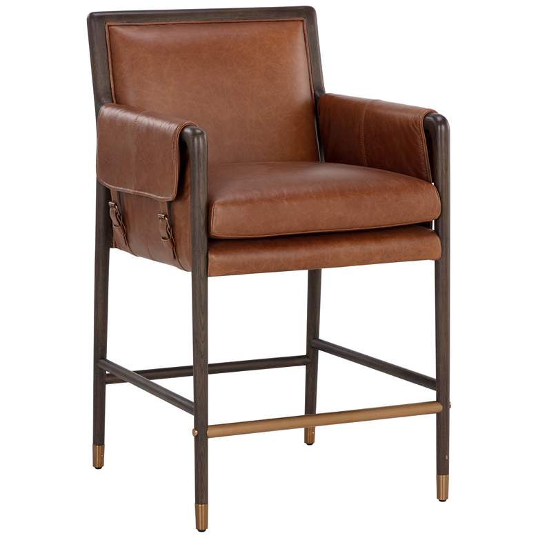 Image 1 Sunpan Mauti Counter Stool Brown Shalimar Tobacco Leather