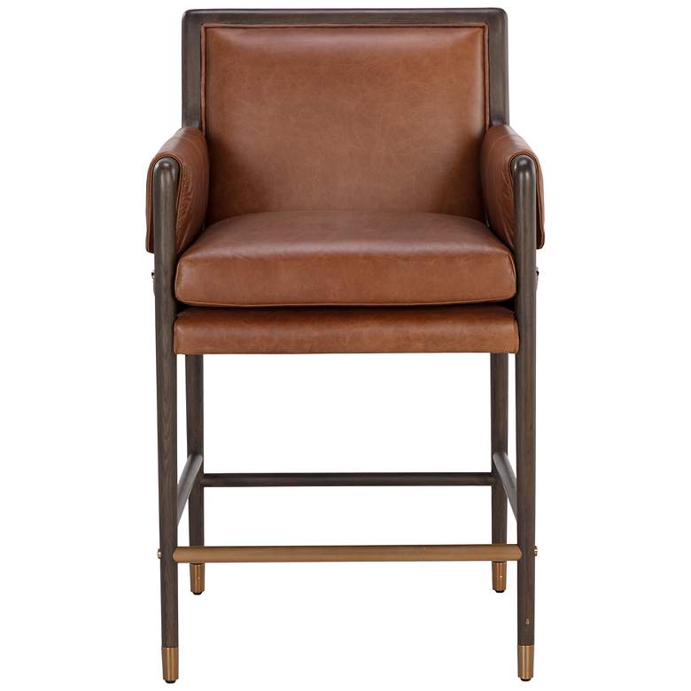 Image 3 Sunpan Mauti Counter Stool Brown Shalimar Tobacco Leather more views
