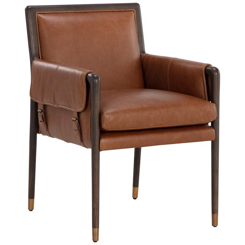 Image 1 Sunpan Mauti Dining Armchair Brown Shalimar Tobacco Leather