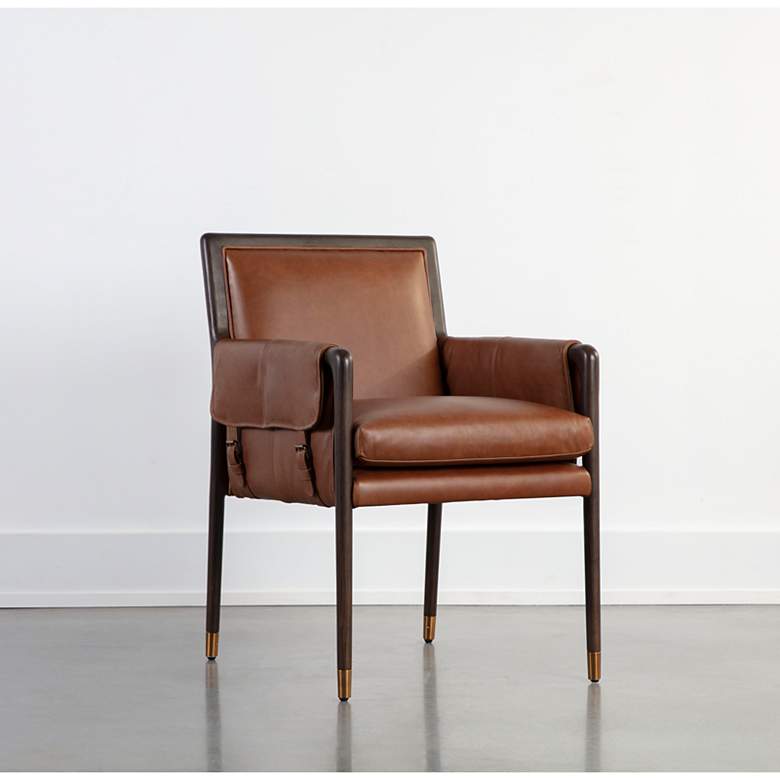 Image 1 Sunpan Mauti Dining Armchair Brown Shalimar Tobacco Leather