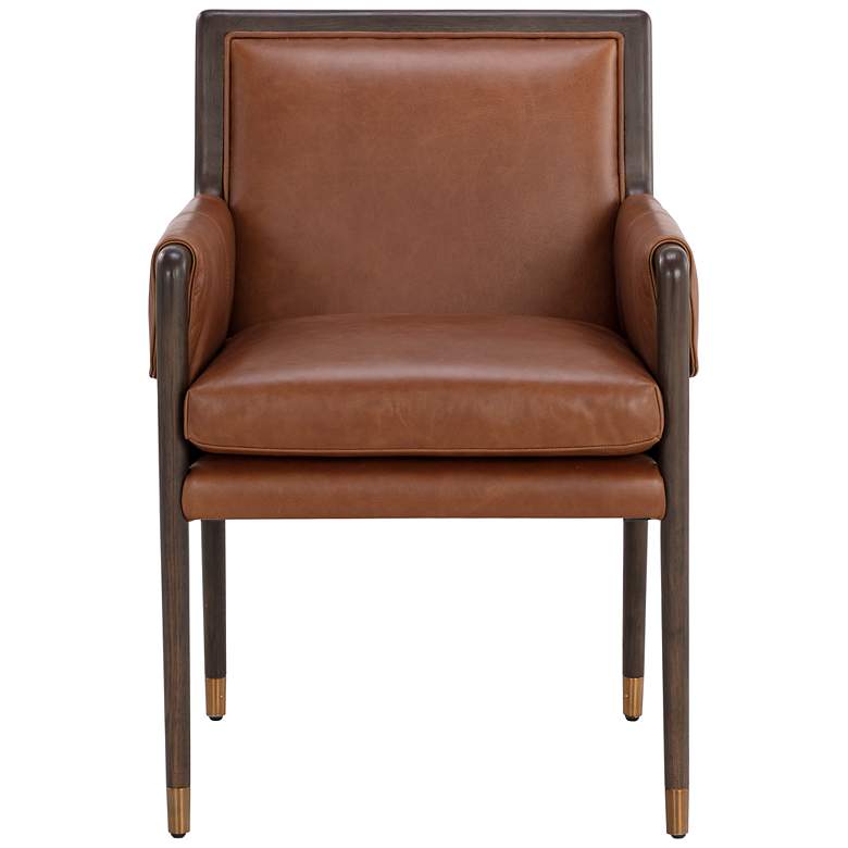 Image 3 Sunpan Mauti Dining Armchair Brown Shalimar Tobacco Leather more views