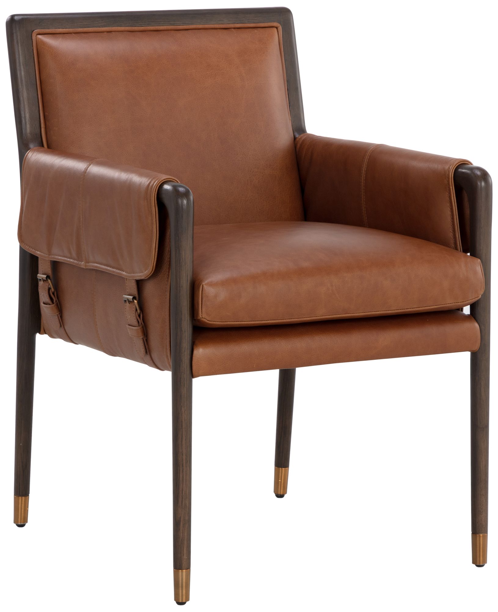 Sunpan Mauti Dining Armchair Brown Shalimar Tobacco Leather