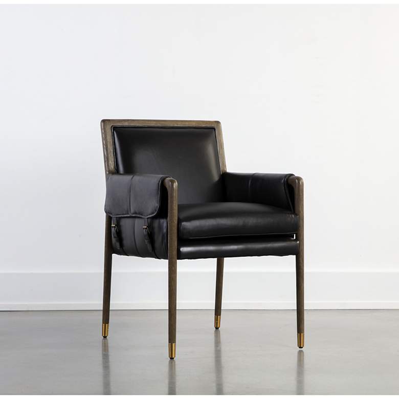 Image 1 Sunpan Mauti Dining Armchair Distressed Brown Cortina Black Leather