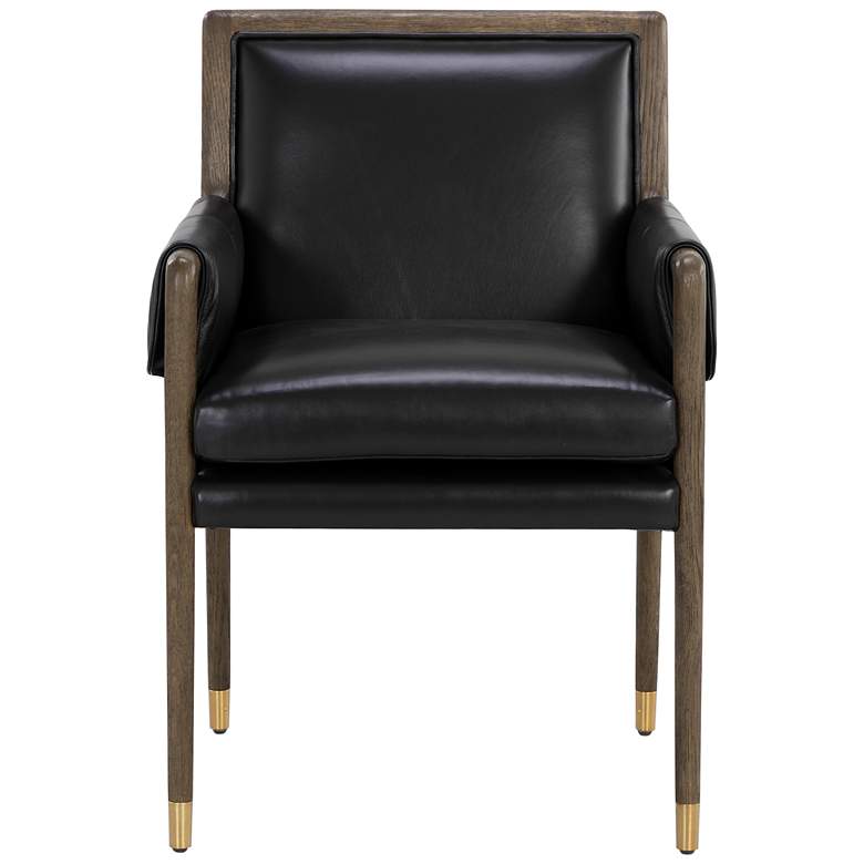 Image 3 Sunpan Mauti Dining Armchair Distressed Brown Cortina Black Leather more views
