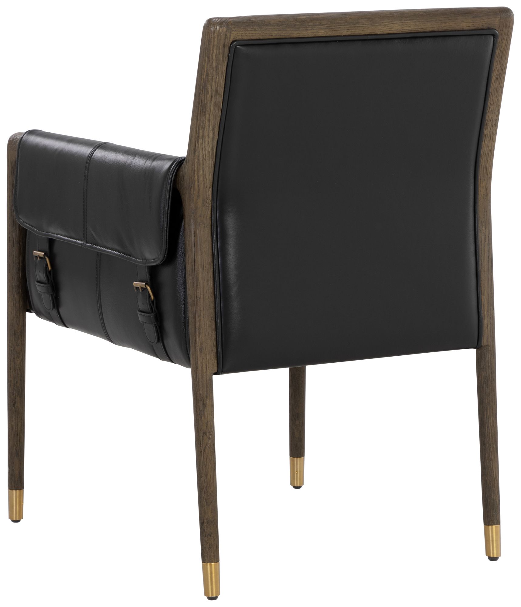 Sunpan Mauti Dining Armchair Distressed Brown Cortina Black Leather