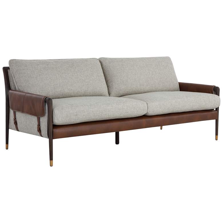 Image 1 Sunpan Mauti Sofa Brown Vault Fog and Bravo Cognac