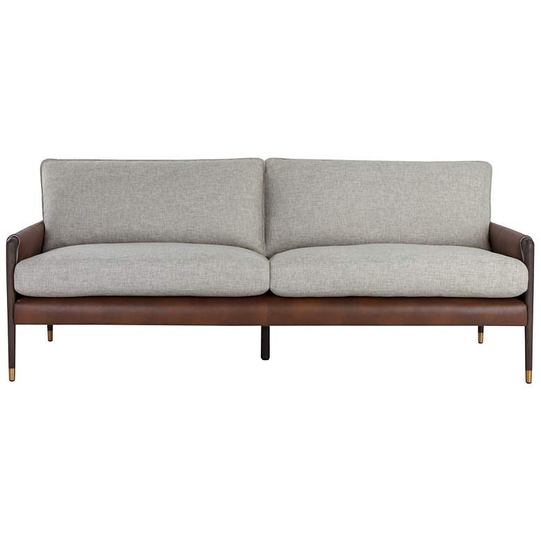 Image 2 Sunpan Mauti Sofa Brown Vault Fog and Bravo Cognac more views