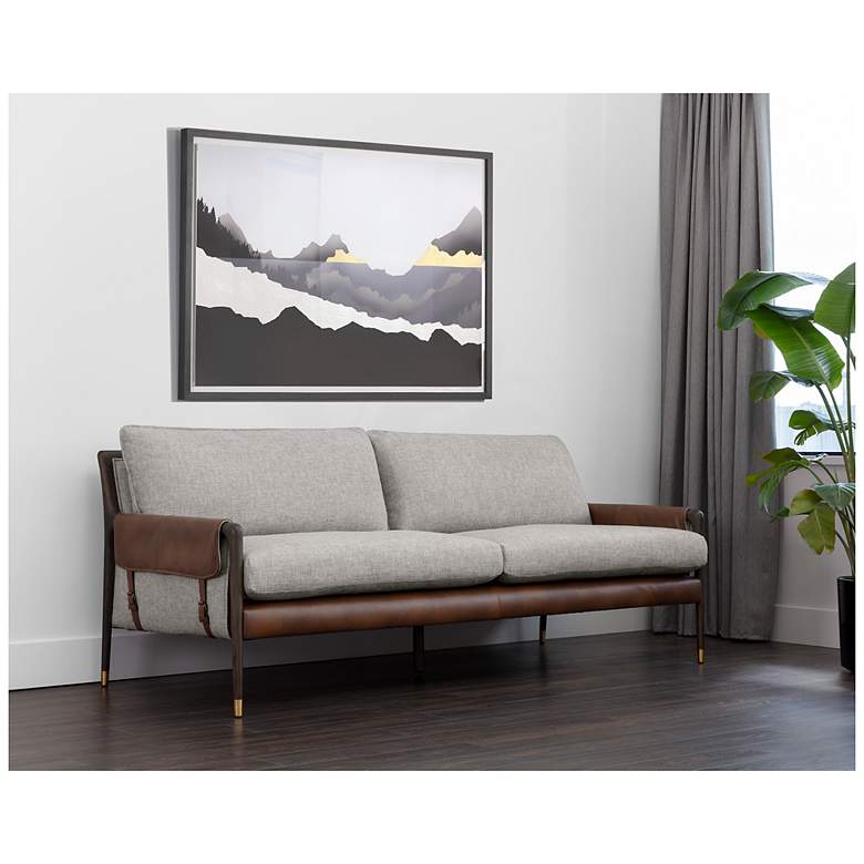 Image 4 Sunpan Mauti Sofa Brown Vault Fog and Bravo Cognac more views