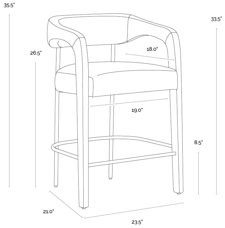 Sunpan Mavia Counter Stool Ludlow Sesame Leather
