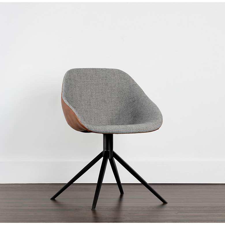 Image 1 Sunpan Mccoy Swivel Dining Chair November Gray and Cinnamon Brown