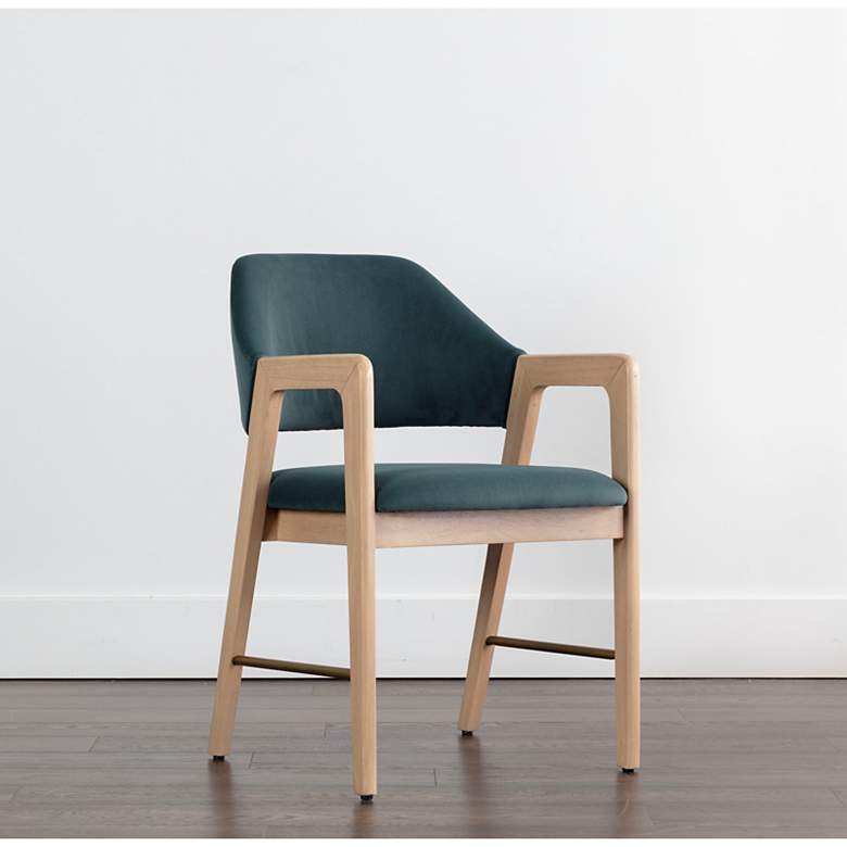 Image 1 Sunpan Milton Dining Armchair Light Wash Meg Dusty Teal