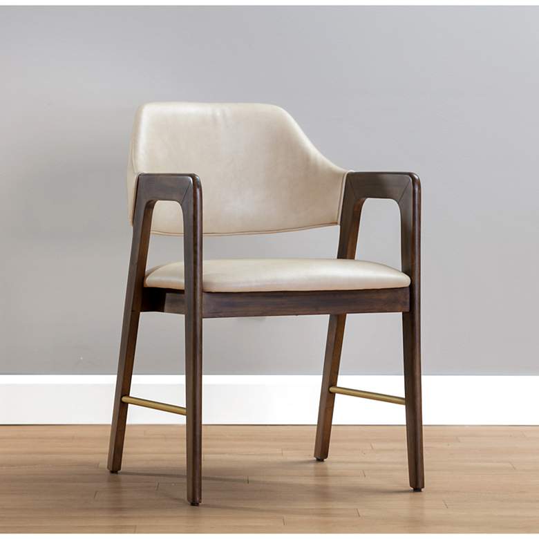 Image 1 Sunpan Milton Dining Armchair Smoke Acacia Bravo Cream