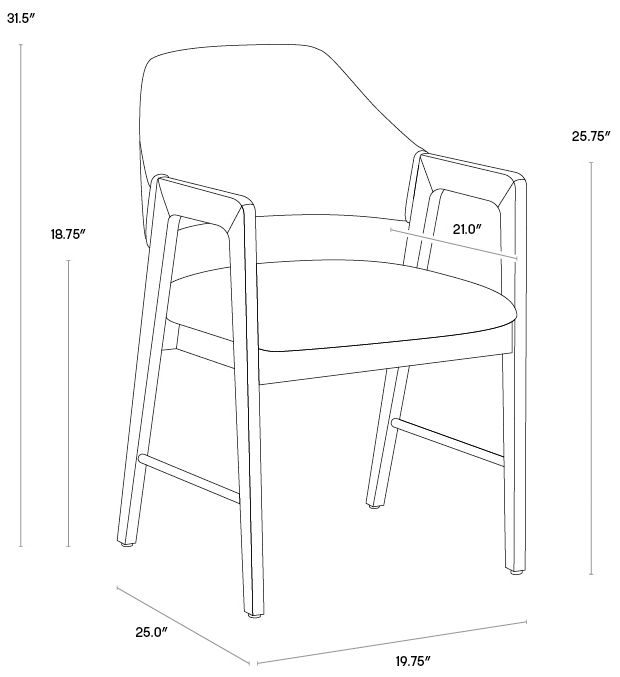 Sunpan Milton Dining Armchair Smoke Acacia Bravo Cream