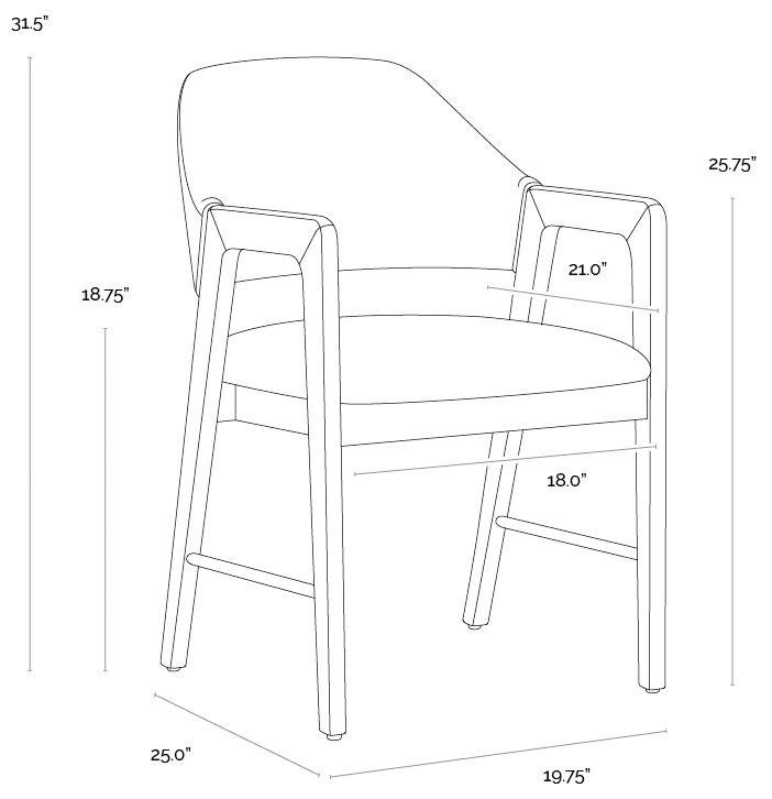 Sunpan Milton Dining Armchair Smoke Acacia Meg Dusty Teal