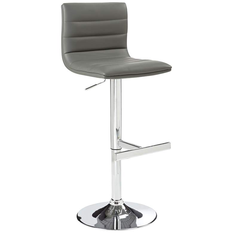 Image 3 Sunpan Modern Motivo Gray Faux Leather Adjustable Height Swivel Barstool