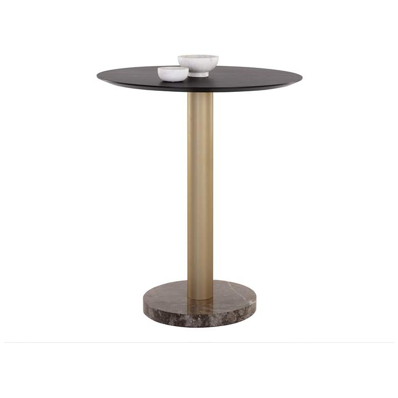 Image 1 Sunpan Monaco Bar Table Gold Gray Marble and Charcoal Gray