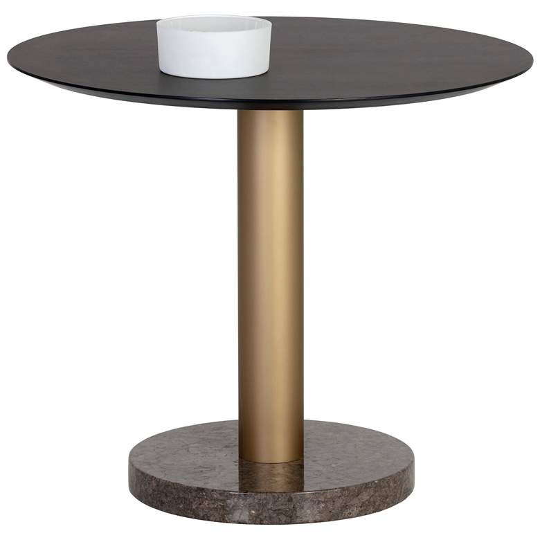 Image 1 Sunpan Monaco Bistro Table Gold Gray Marble and Charcoal Gray 35.5"
