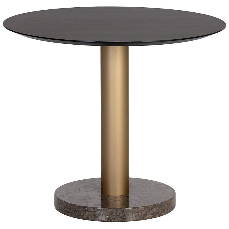 Image 2 Sunpan Monaco Bistro Table Gold Gray Marble and Charcoal Gray 35.5" more views