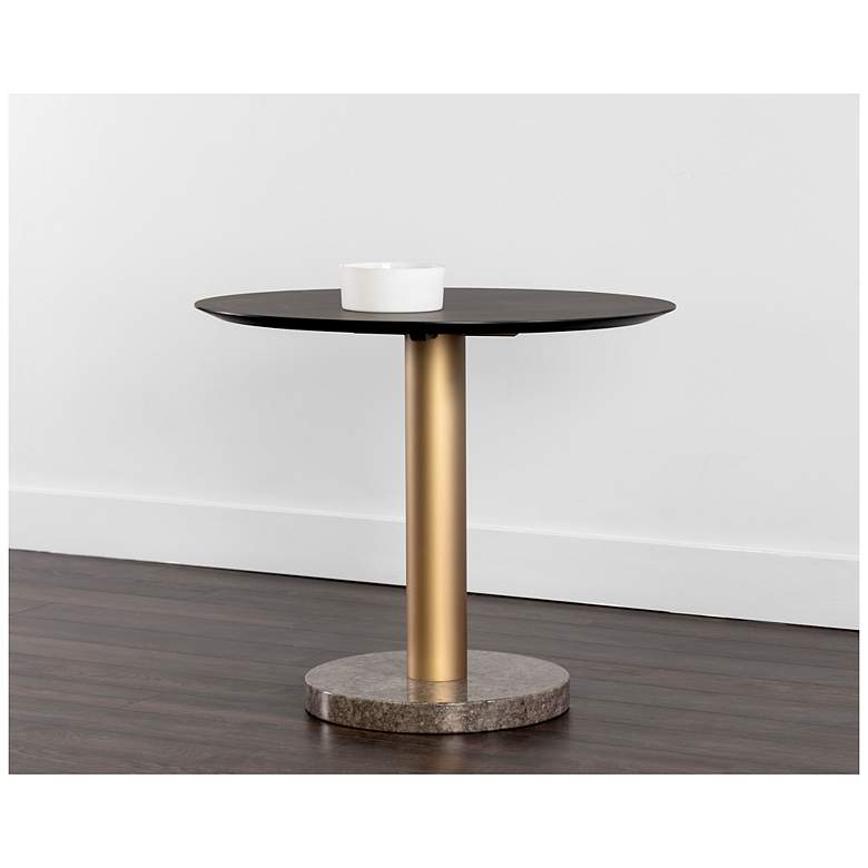 Image 3 Sunpan Monaco Bistro Table Gold Gray Marble and Charcoal Gray 35.5" more views