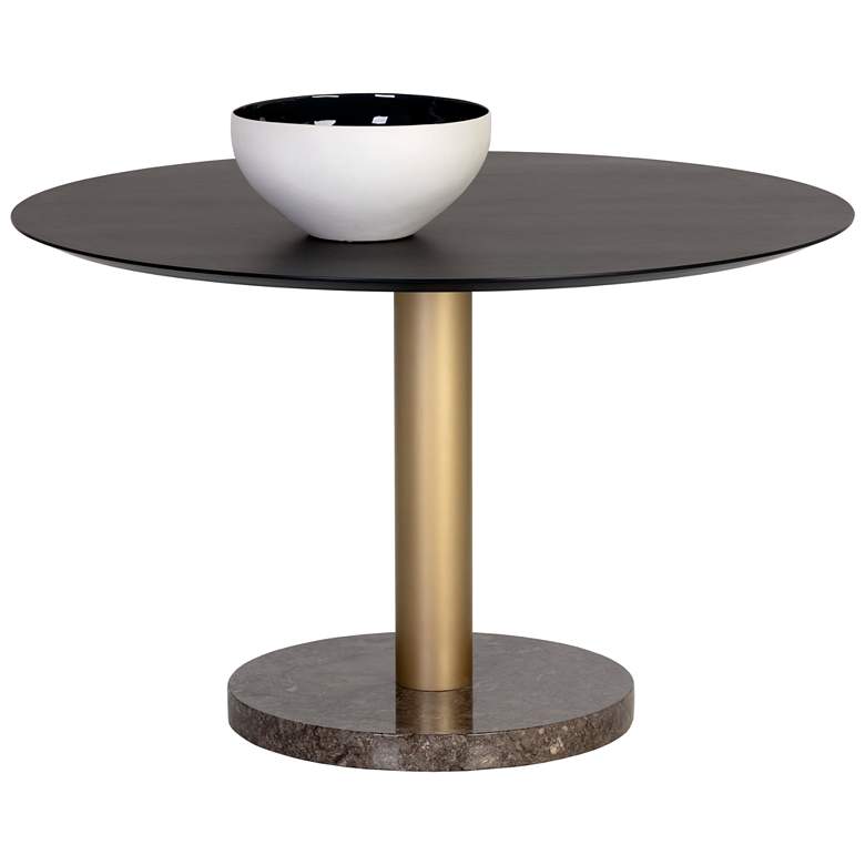 Image 1 Sunpan Monaco Dining Table Gold Gray Marble and Charcoal Gray 48"