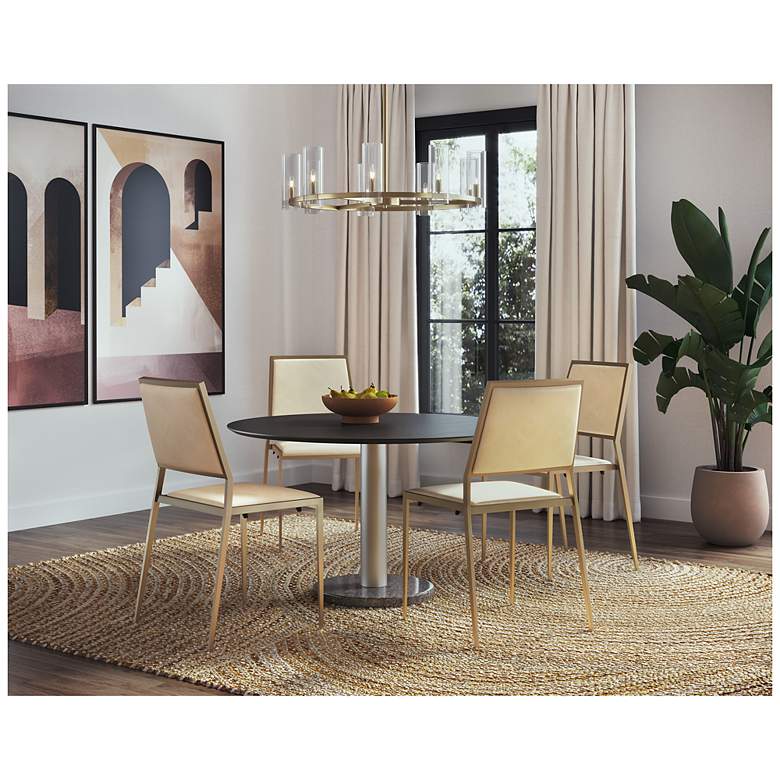 Image 3 Sunpan Monaco Dining Table Gold Gray Marble and Charcoal Gray 48" more views