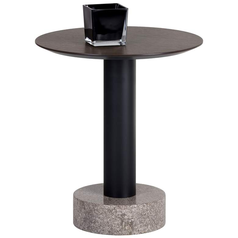 Image 1 Sunpan Monaco End Table Black Gray Marble and Raw Umber