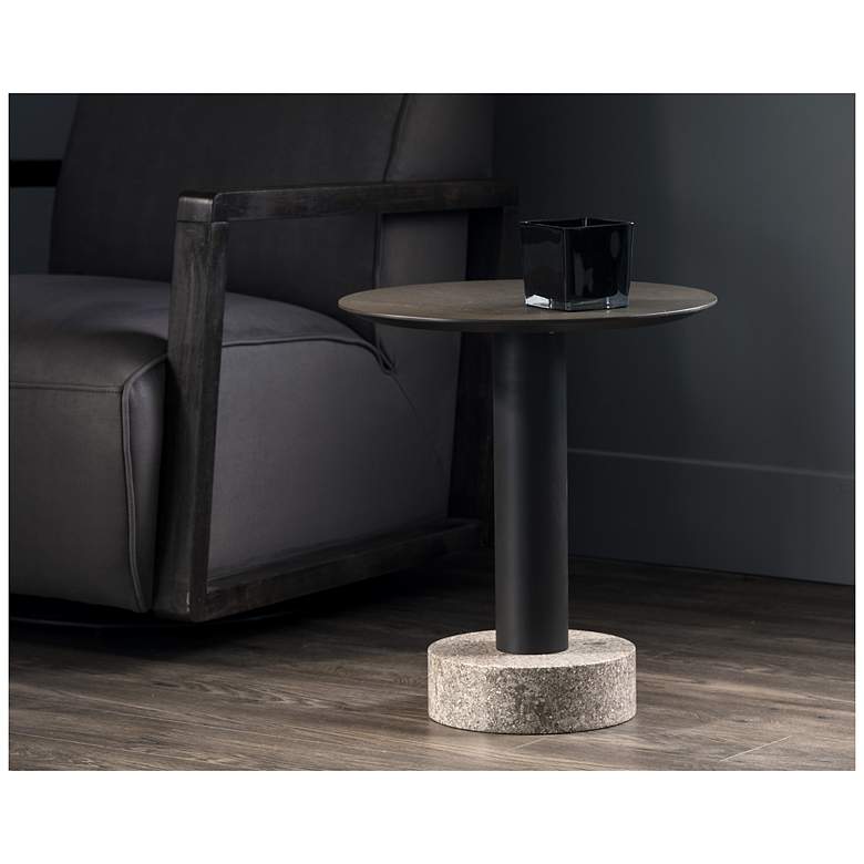 Image 3 Sunpan Monaco End Table Black Gray Marble and Raw Umber more views