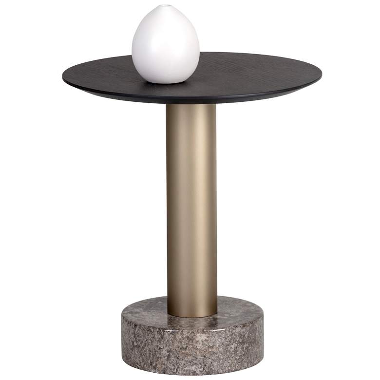 Image 1 Sunpan Monaco End Table Gold Gray Marble and Charcoal Gray