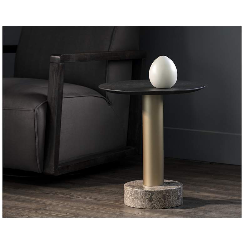 Image 3 Sunpan Monaco End Table Gold Gray Marble and Charcoal Gray more views