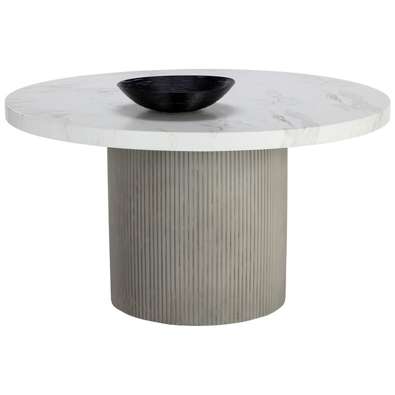 Image 1 Sunpan Nicolette Dining Table Light Gray Marble Look 55"