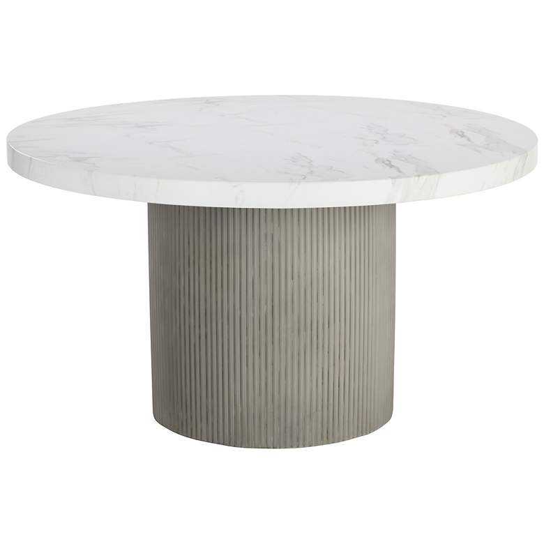 Image 2 Sunpan Nicolette Dining Table Light Gray Marble Look 55" more views