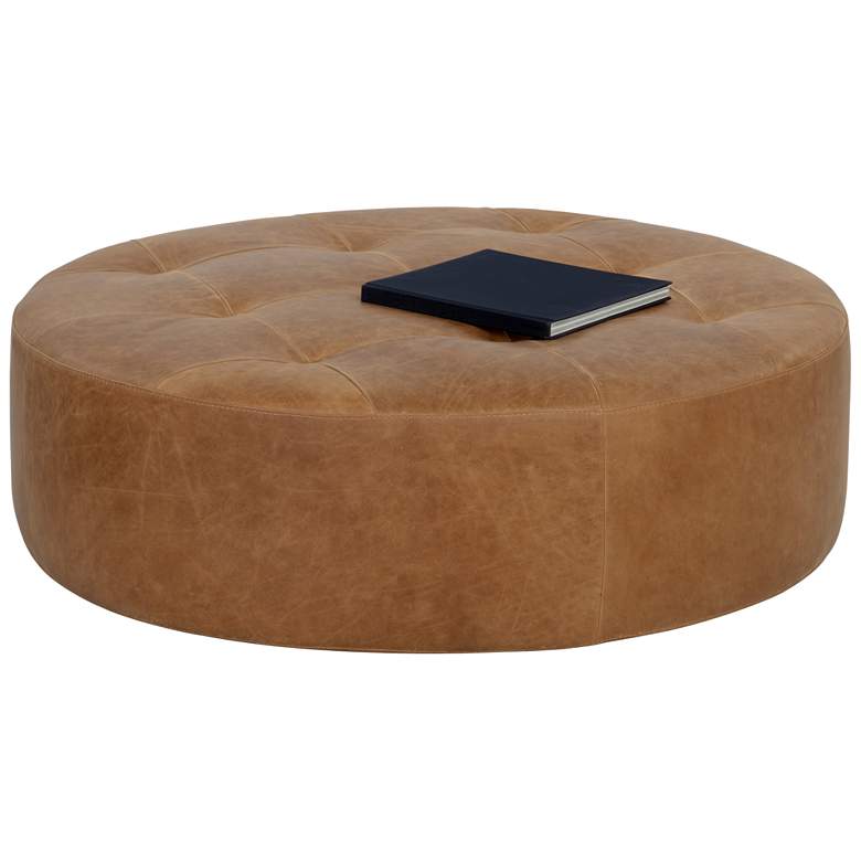 Image 1 Sunpan Nilda Ottoman Camel Leather