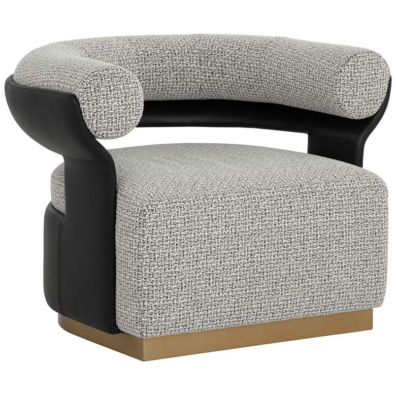 Image 1 Sunpan Olida Swivel Lounge Chair Helios Check Black and Napa Black