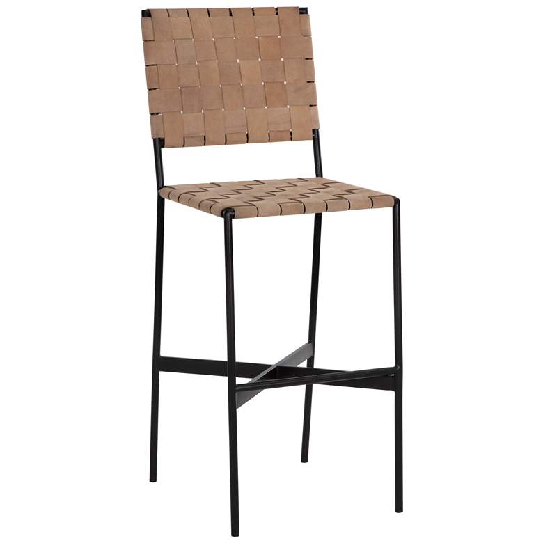 Image 1 Sunpan Omari Barstool Suede Light Tan Leather