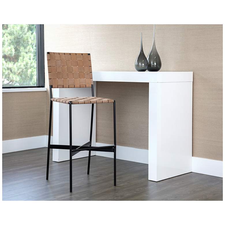 Image 5 Sunpan Omari Barstool Suede Light Tan Leather more views