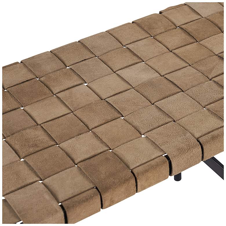 Image 4 Sunpan Omari Bench Suede Light Tan Leather more views