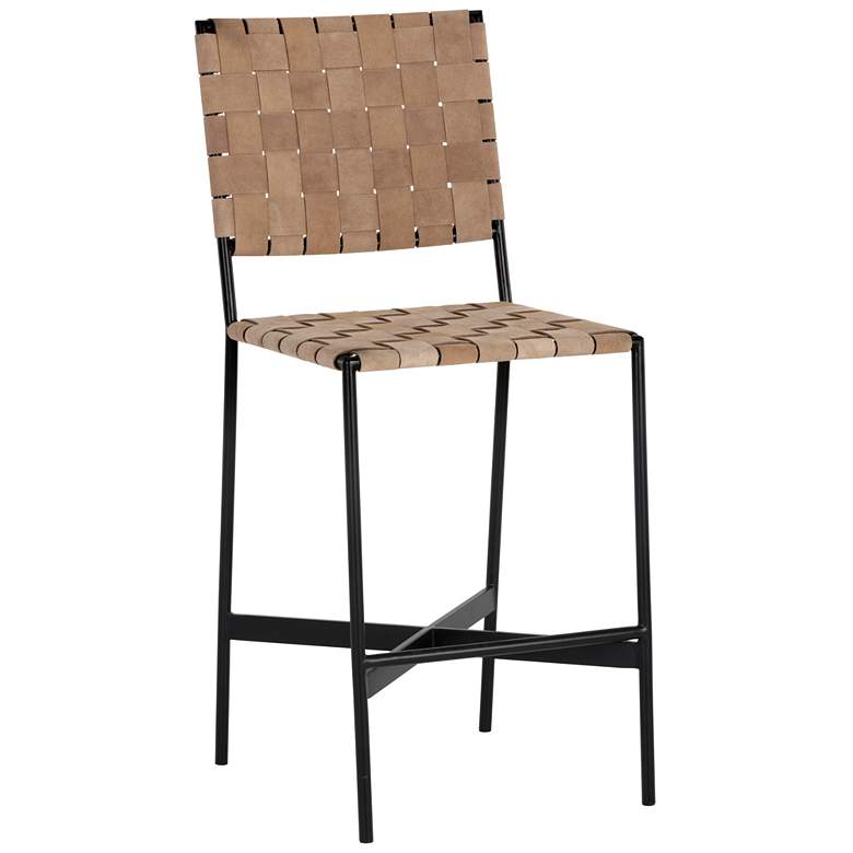 Image 1 Sunpan Omari Counter Stool Suede Light Tan Leather
