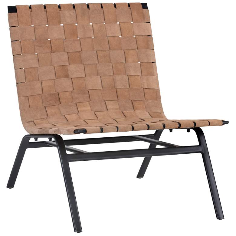 Image 2 Sunpan Omari Lounge Chair Suede Light Tan Leather